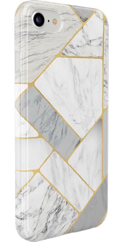 Sharp Lines | Geo White and Gold Marble Case iPhone Case get.casely 