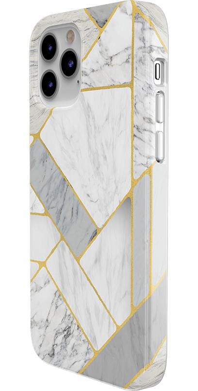 Sharp Lines | Geo White and Gold Marble Case iPhone Case get.casely 