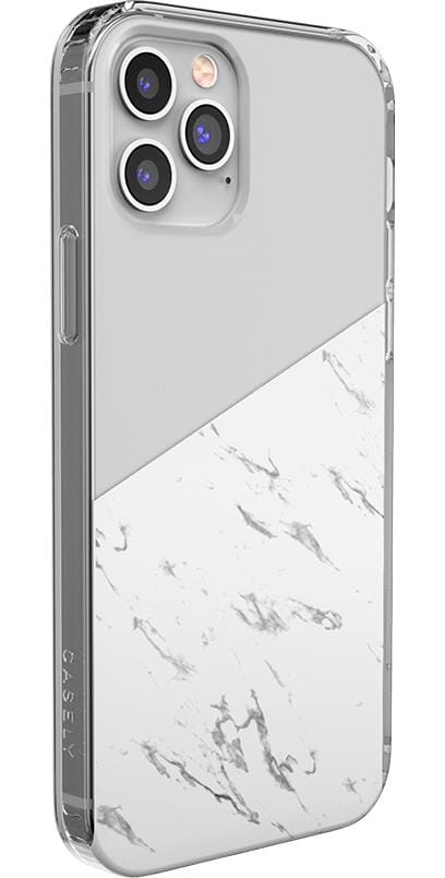 Let's Split | Half White Clear Marble Case iPhone Case get.casely 