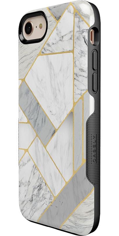 Sharp Lines | Geo White and Gold Marble Case iPhone Case get.casely 