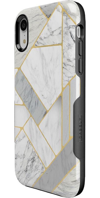 Sharp Lines | Geo White and Gold Marble Case iPhone Case get.casely 