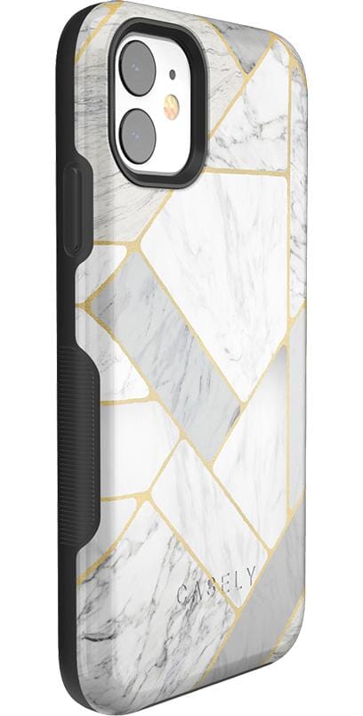 Sharp Lines | Geo White and Gold Marble Case iPhone Case get.casely 