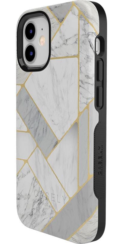 Sharp Lines | Geo White and Gold Marble Case iPhone Case get.casely 