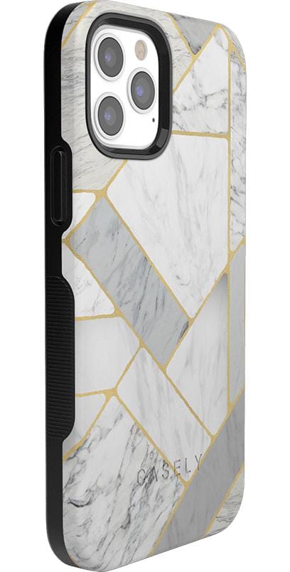 Sharp Lines | Geo White and Gold Marble Case iPhone Case get.casely 