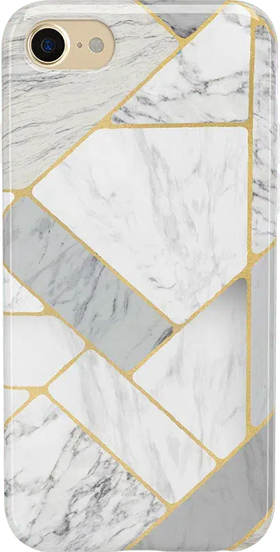 Sharp Lines | Geo White and Gold Marble Case iPhone Case get.casely 