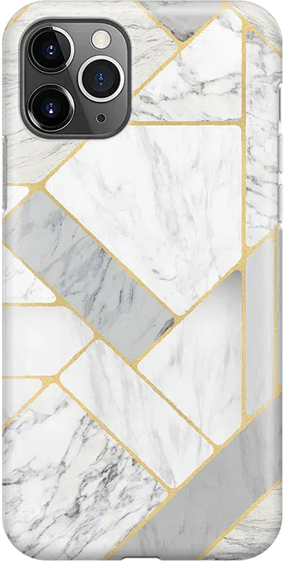 Sharp Lines | Geo White and Gold Marble Case iPhone Case get.casely 