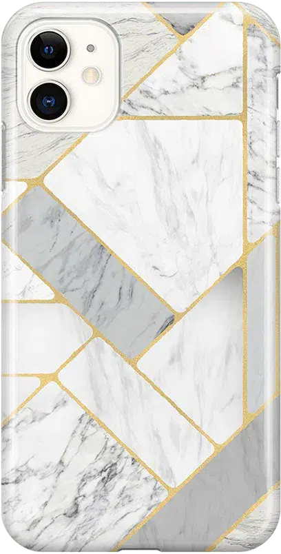 Sharp Lines | Geo White and Gold Marble Case iPhone Case get.casely 