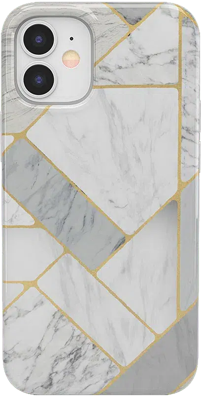 Sharp Lines | Geo White and Gold Marble Case iPhone Case get.casely Classic iPhone 12 