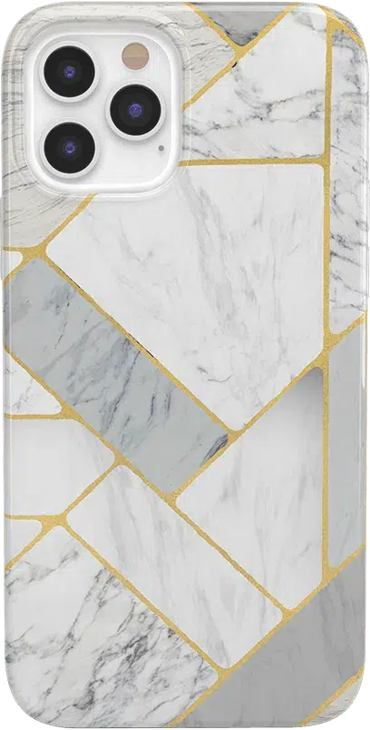 Sharp Lines | Geo White and Gold Marble Case iPhone Case get.casely Classic iPhone 12 Pro 