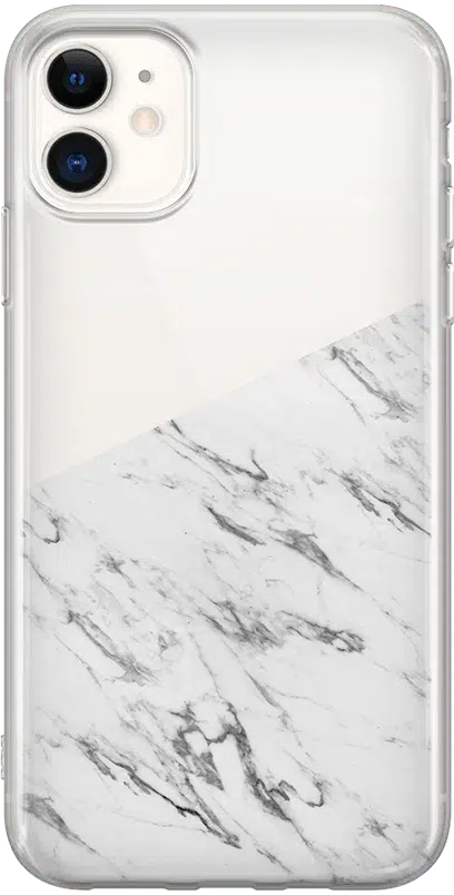 Let's Split | Half White Clear Marble Case iPhone Case get.casely Classic iPhone 11 