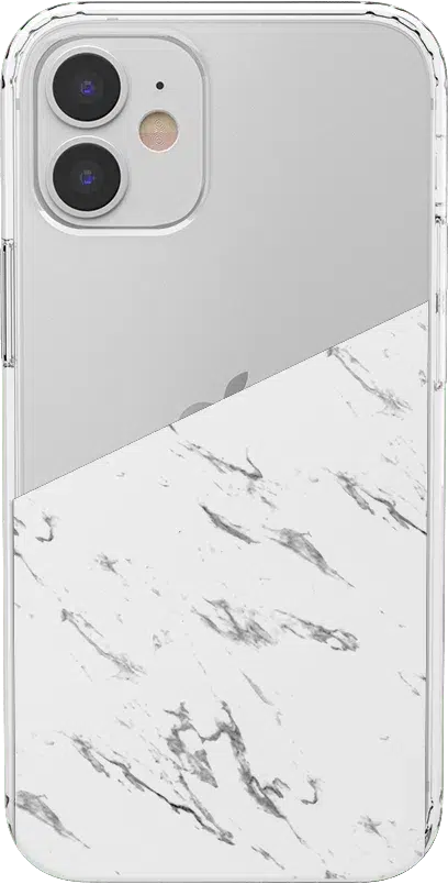 Let's Split | Half White Clear Marble Case iPhone Case get.casely Classic iPhone 12 