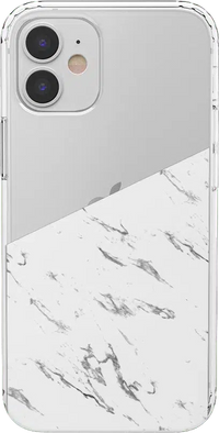 Let's Split | Half White Clear Marble Case iPhone Case get.casely Classic iPhone 12 