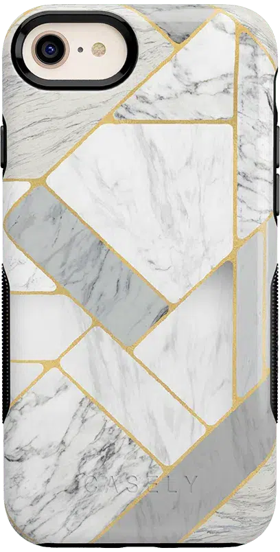 Sharp Lines | Geo White and Gold Marble Case iPhone Case get.casely 