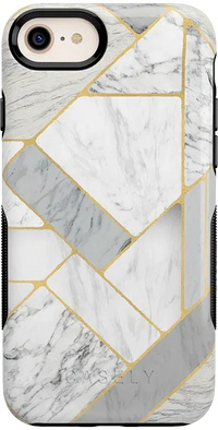 Sharp Lines | Geo White and Gold Marble Case iPhone Case get.casely 