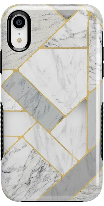 Sharp Lines | Geo White and Gold Marble Case iPhone Case get.casely Bold iPhone XR 