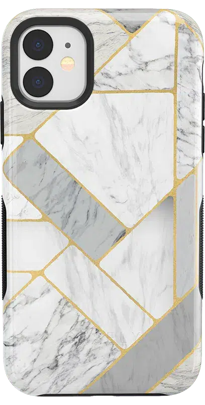 Sharp Lines | Geo White and Gold Marble Case iPhone Case get.casely Bold iPhone 11 