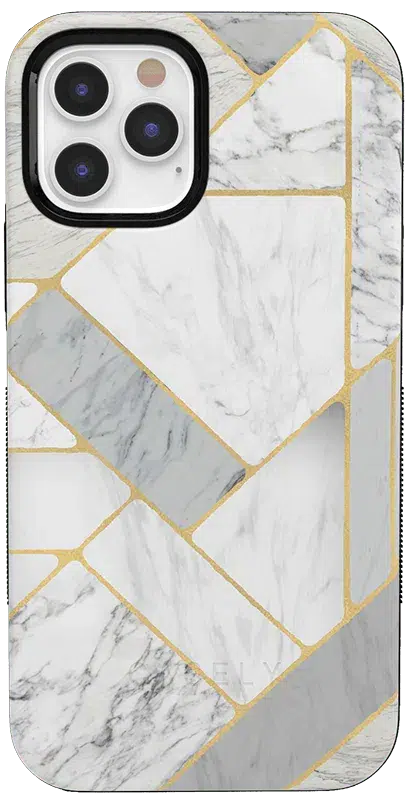 Sharp Lines | Geo White and Gold Marble Case iPhone Case get.casely Bold iPhone 12 Pro 